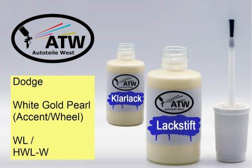 Dodge, White Gold Pearl (Accent/Wheel), WL / HWL-W: 20ml Lackstift + 20ml Klarlack - Set, von ATW Autoteile West.